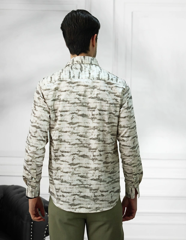 Marble Moss Cotton Shirt in Mint Green